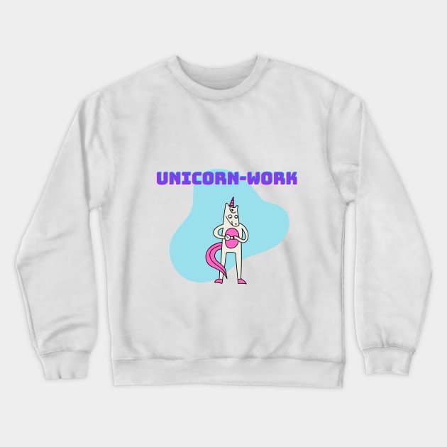 Unicorn-Work Crewneck Sweatshirt by Curhatku
